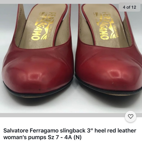 Salvatore Ferragamo slingback red woman’s 7 -4A - Picture 4 of 12